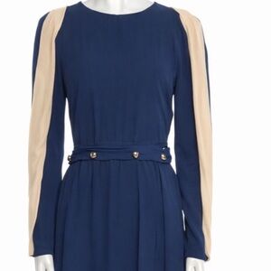 Chloe Elegant Navy and Beige Dress